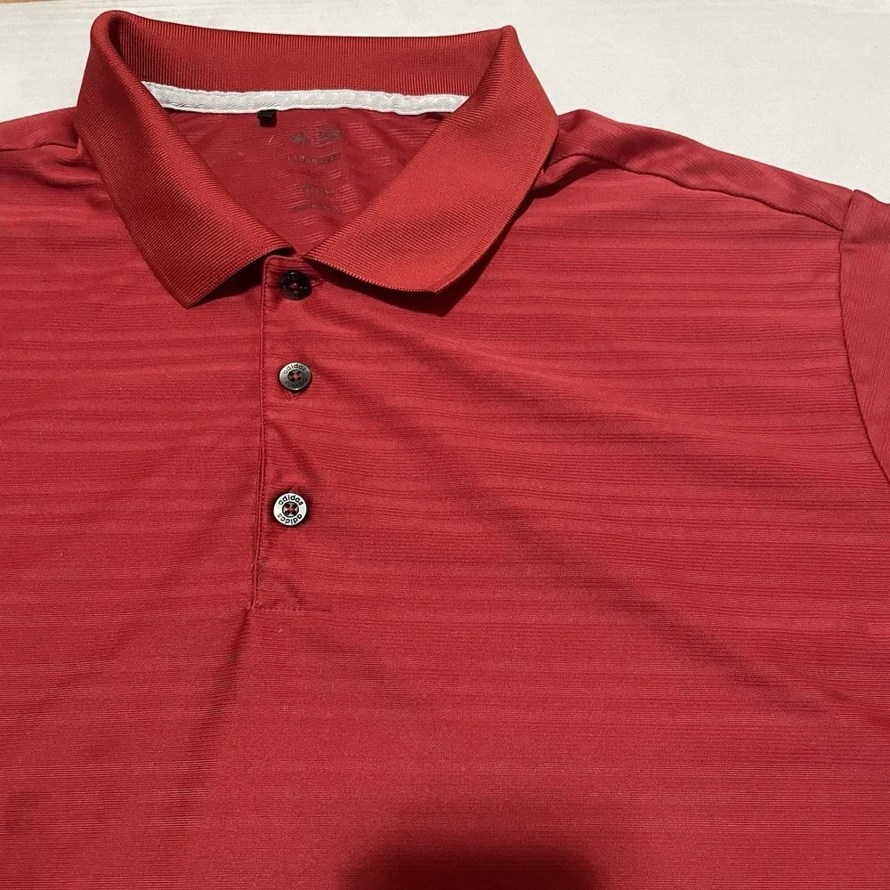 Adidas Shirt Mens Size XXL Red Climacool‎ Striped Performance Golf Polo